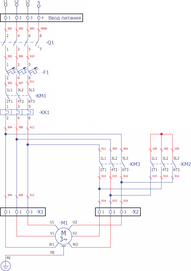 Силовая схема звезда треугольник